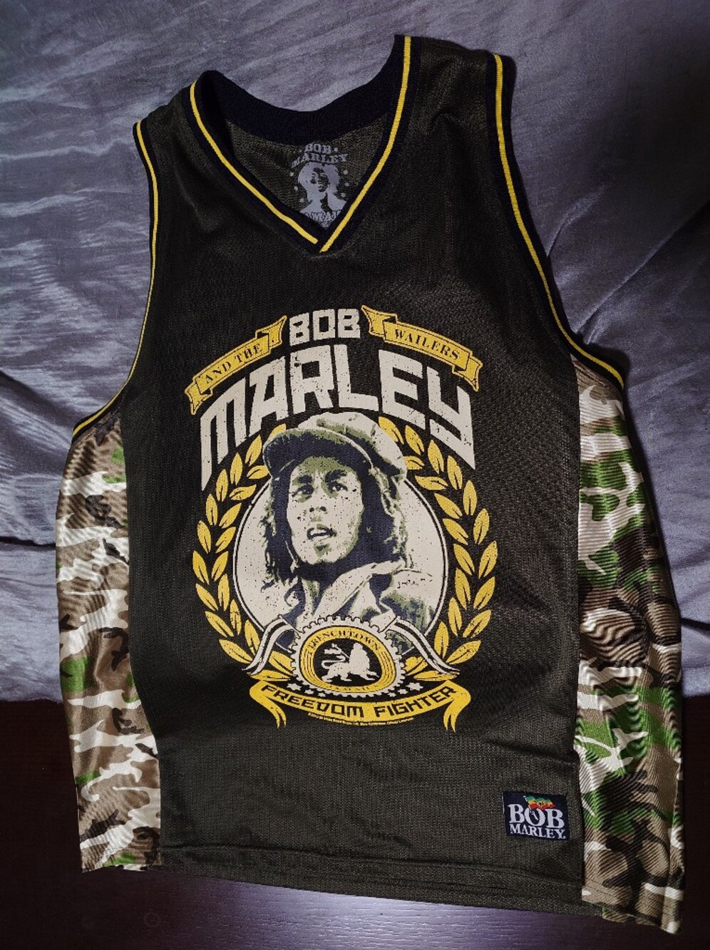 Bob Marley Men's Green Graphic Jersey With Rare Bob Marley Logo